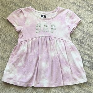 GAP Girls Light Pink Tie-Dye Short Sleeve Peplum Tee